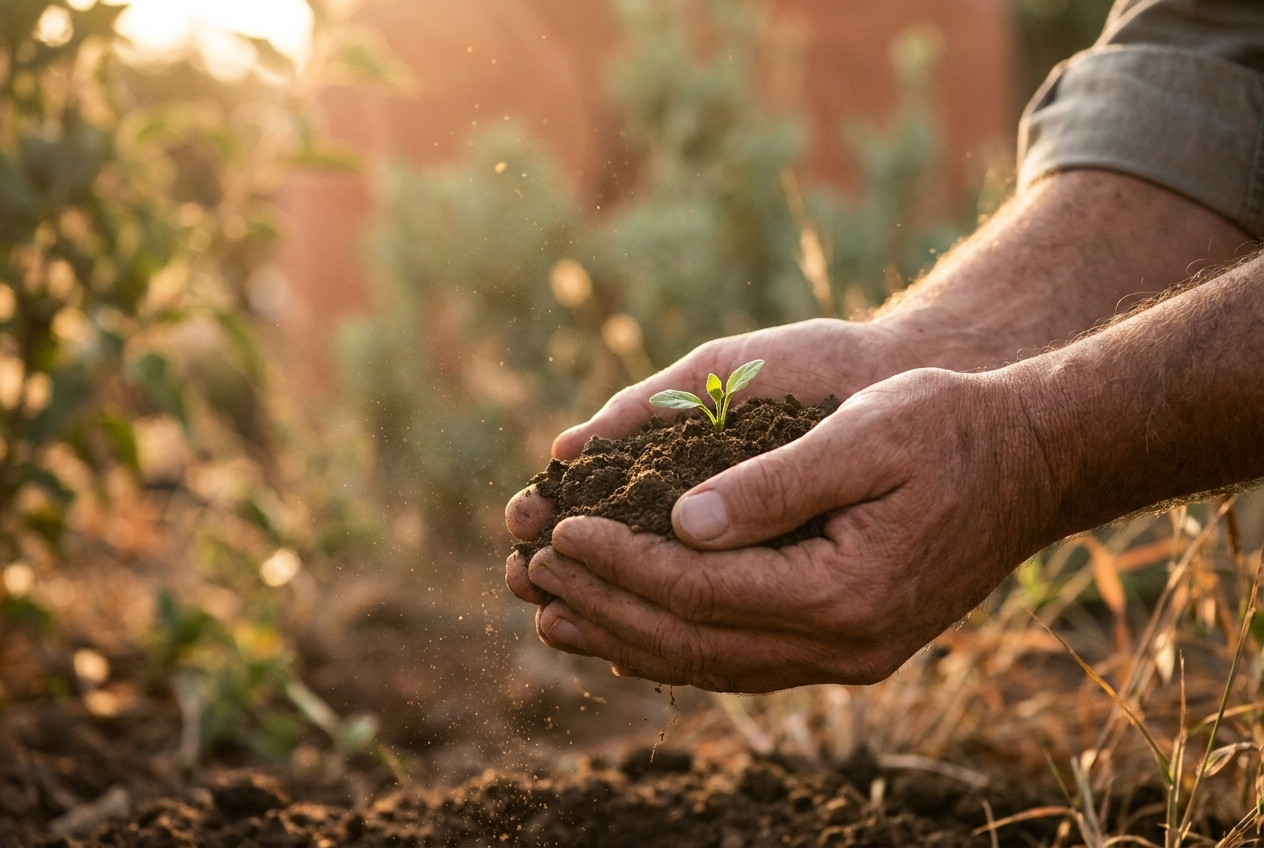 Un germoglio nel terreno, sostenibilita e valore condiviso